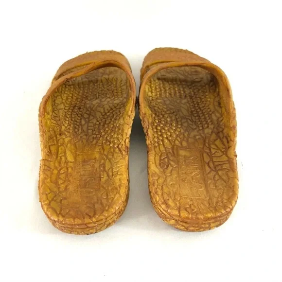 J-Slips Hawaiian Jesus Sandals Brown Textured Slides Women’s 9 - Picture 3 of 5